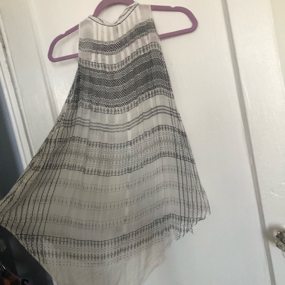 Free People ONE Women's Black & white Neck Tie Sleeveless Blouse - Picture 7 of 7